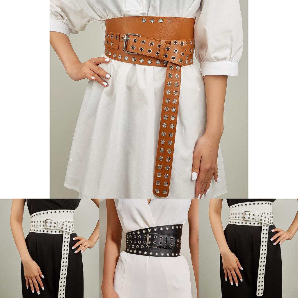 Vintage British Style Wide Waist Belt For Dresses With Pu Faux Leather And Lucky Pattern Decor For Women Summer 2023