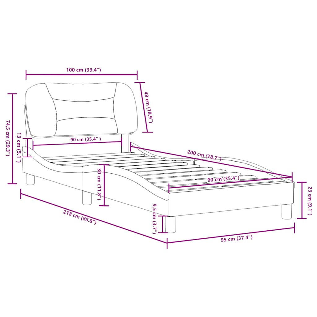 Bed Frame without Mattress  Hvar  Dark Grey 90 x 200 cm Fabric