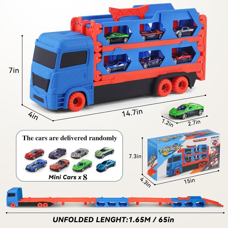 

Foldable Transport Truck Sets Toy 8 Die-cast Metal minikars, Transport Truck Toy Gifts For Boys And Girls Ages 3, 4, 5 And Older Original box