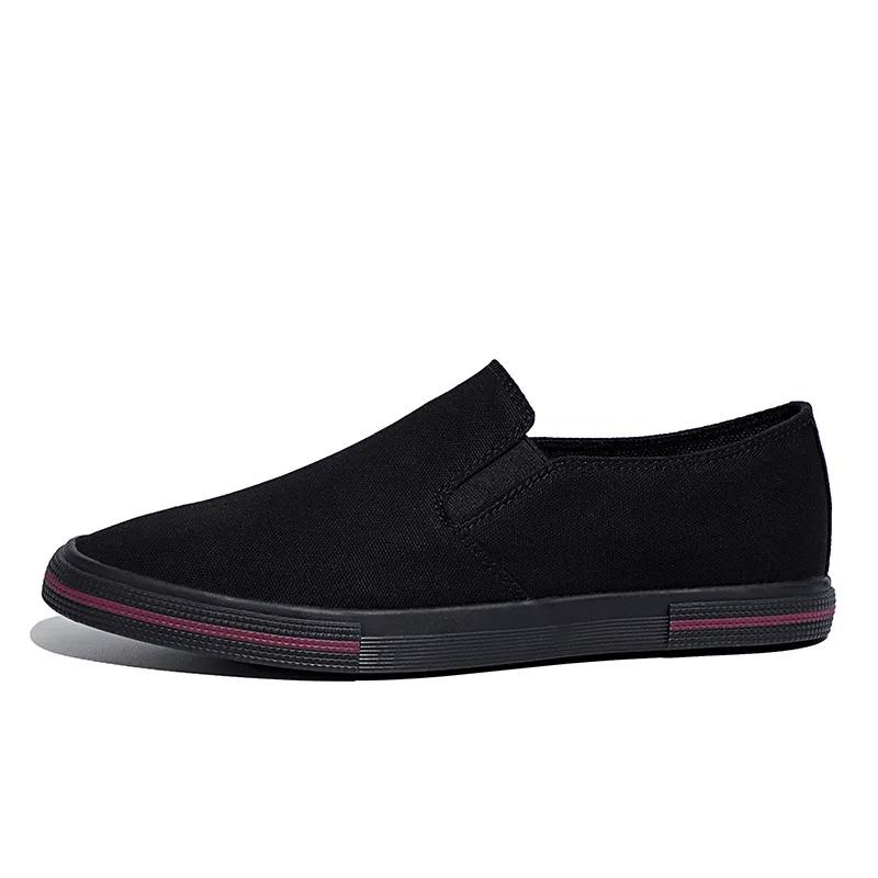 Elastic Band Canvas Men's Vulcanized Shoes Brand New Joker Simple Loafers Lazy Wear-resisting Trend Designer Flats