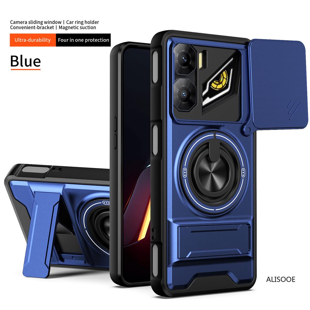 Hülle für Nubia Neo 3 5G Hülle Drehbar Schiebbarer Kamera-Schutzring Ständer Stoßfeste Abdeckung Capa Funda