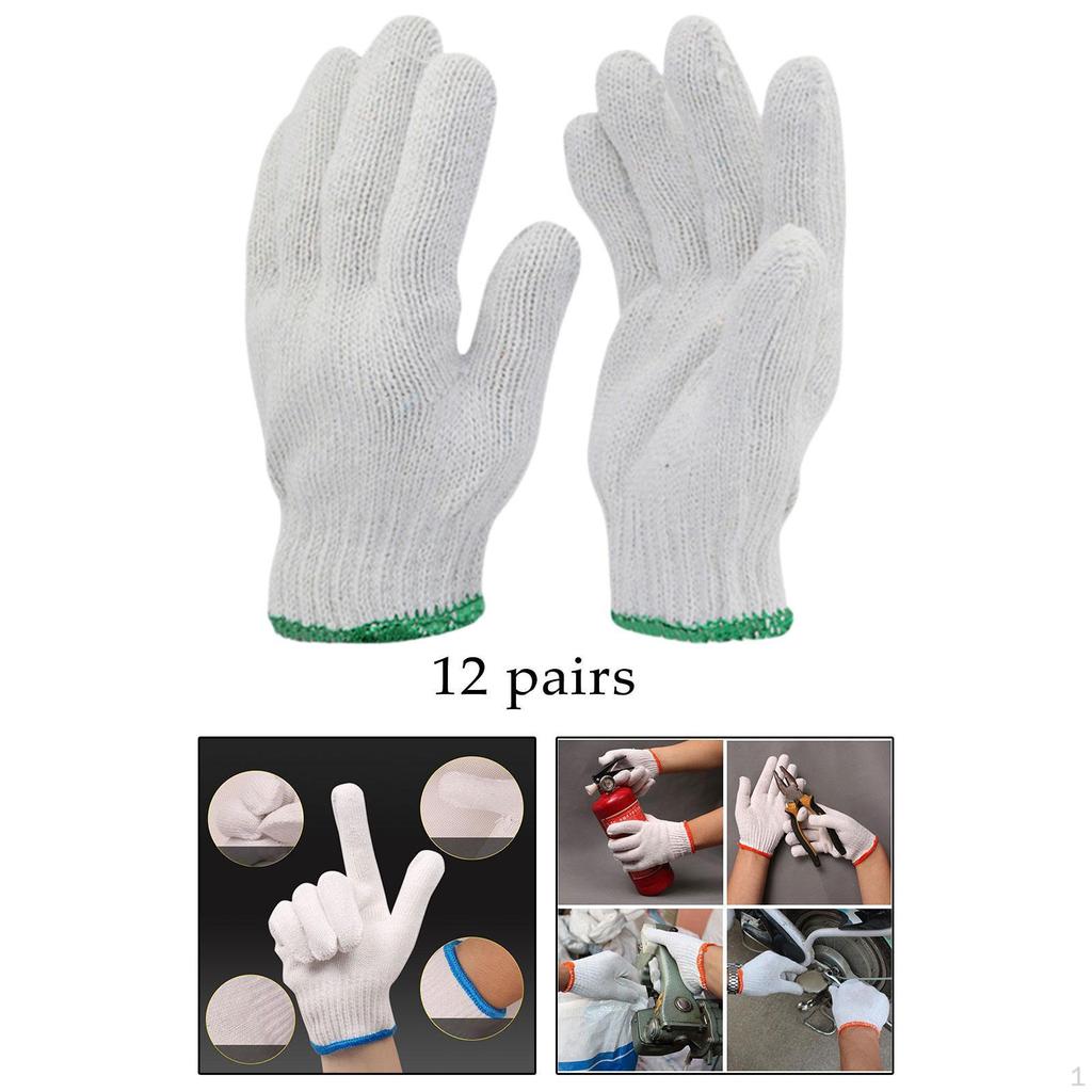 12 Pieces Cotton Gloves Working Garden Work for Repair Mechanic
