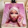 1PC Nicki Minaj Print Flannel Blanket, High Quality All Seasons, Home Decor, Warmth and Comfort, Perfect for Christmas Gifts