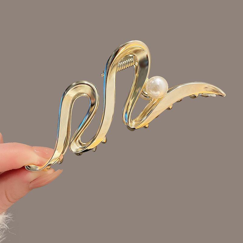 Silver Textured Metal Shark Hair Claw - Women's Stylish Updo Clip Accessory