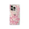 Square Back Tube Protection Clear Case For iPhone 13 15 Plus 11 12 14 Pro Max 16 ProMax Anti-Oxygen,Multiple Pink Butterflies Pattern Casing
