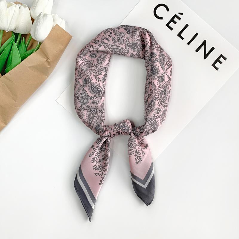 Paisley Print Bandana Head Scarves Women Silk Handkerchief Small Hijab Scarf For Ladies Satin Headband Square Neck Tie Scarfs 70