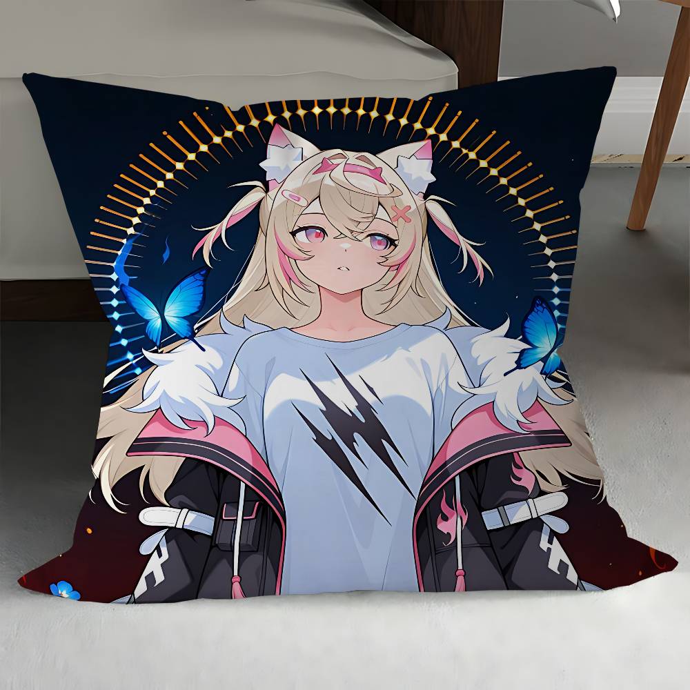 Hololive Mococo Fuwawa Abyssgard Pillow Cover For Bedroom Room And Living Room Sofa Decorative Cushion Cover