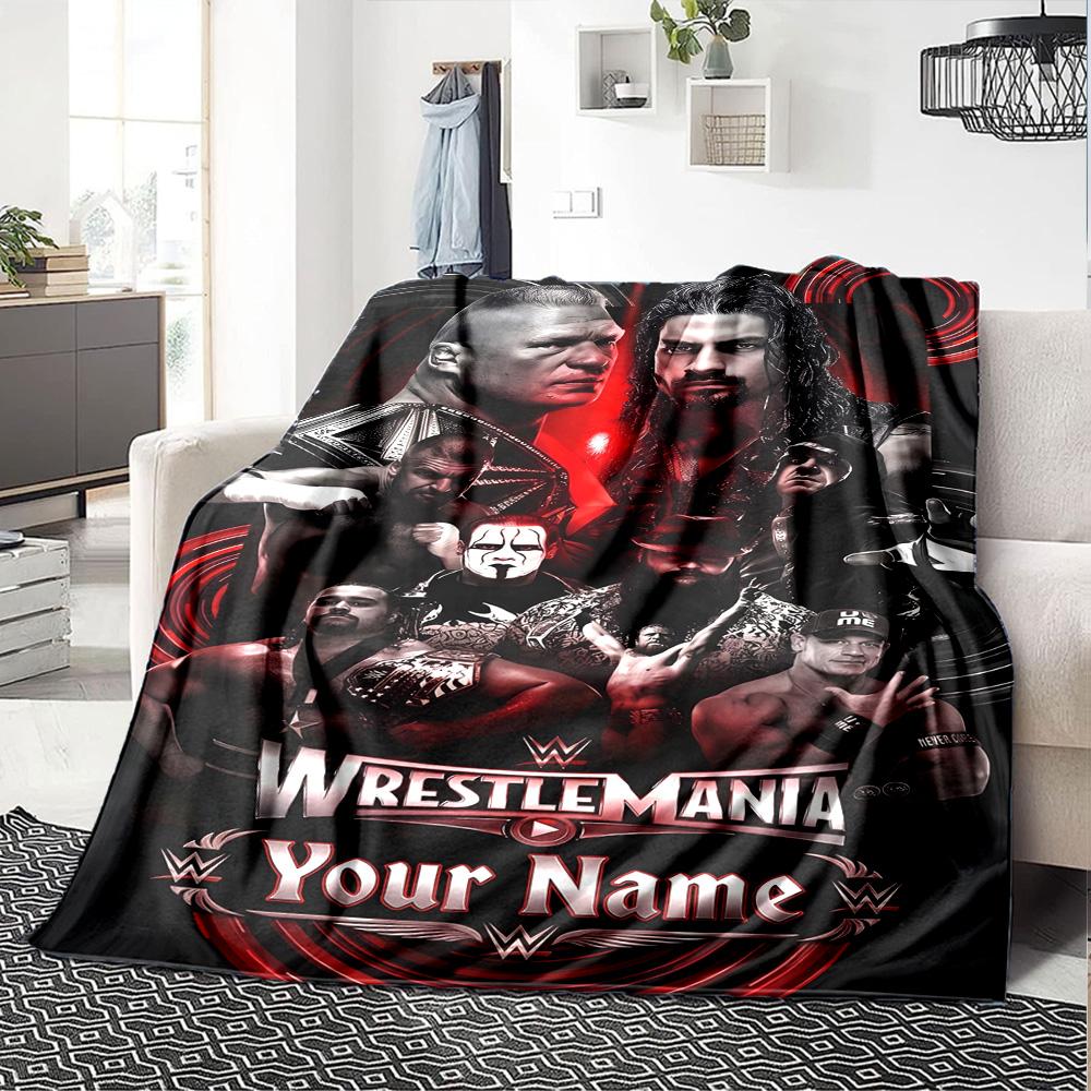 Wrestlemania Customize Text Blanket Cozy Customizable Blanket Durable Comfort Perfect for Nap Chair Living Room Office Four Seasons Multipurpose
