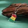 Collana Ciondolo Mappa Bandiera Africa Ghana Smalto Uomo Donna Acciaio Inossidabile Colore Oro Argento Gioielli Africani Ghanesi Regali