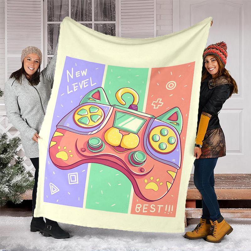Game Controller Theme Printed Blanket - Perfect for Couch, Bed, Travel & Outdoor Use | Machine Washable, Cozy & Durable.