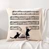 Music and Cat Cushion Cover Natural Linen Organic Fabric DoubleSided Printing Sofa Home Decor Breathable Bed Pillow