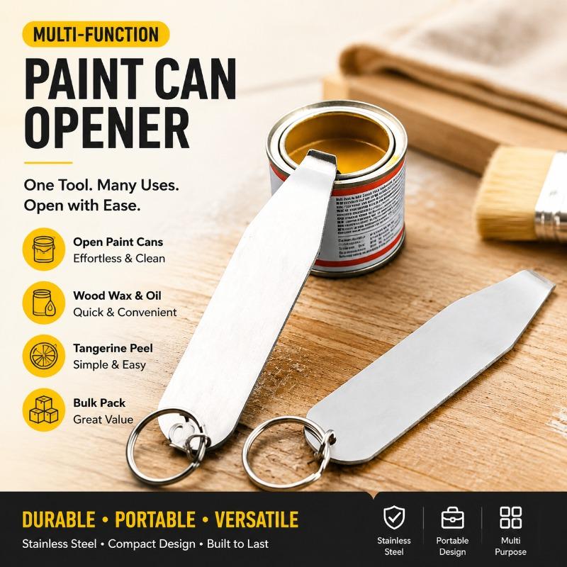 Multi-Function Paint Can Opener Portable Stainless Steel Bottle Opener for Paint Cans Wood Wax Oil Tangerine Peel Bulk 6