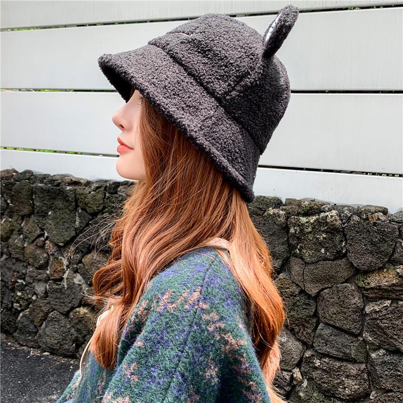 Neuer Winter Kinder-Eltern Frosch Stickerei Fischerhut Kordel Verstellbar Panama Outdoor Fischerhut Lächeln Winter Warm Bob Hut