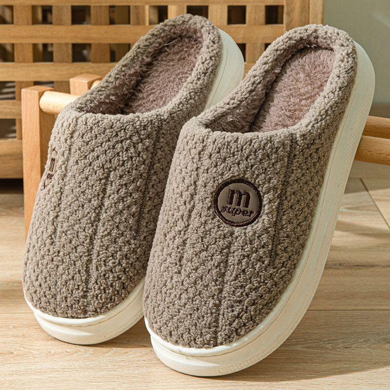 

Хлопковые тапочки для мужчин на зиму, теплые и противоскользящие, больших размеров, домашние парные тапочки 44-45