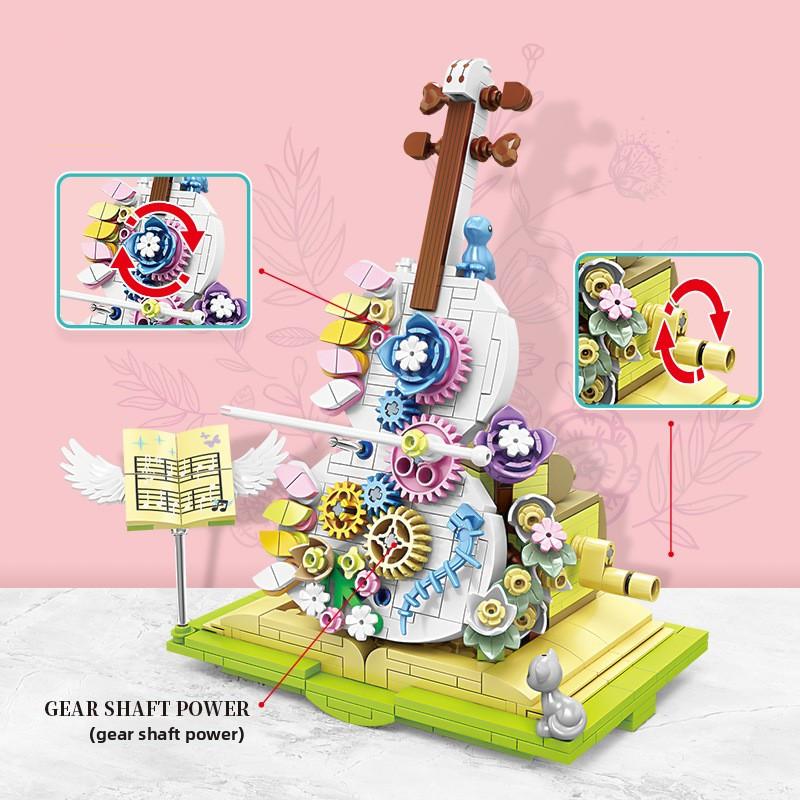 Flower Creative Books Violins Building Blocks Children Toys Desktop Ornaments