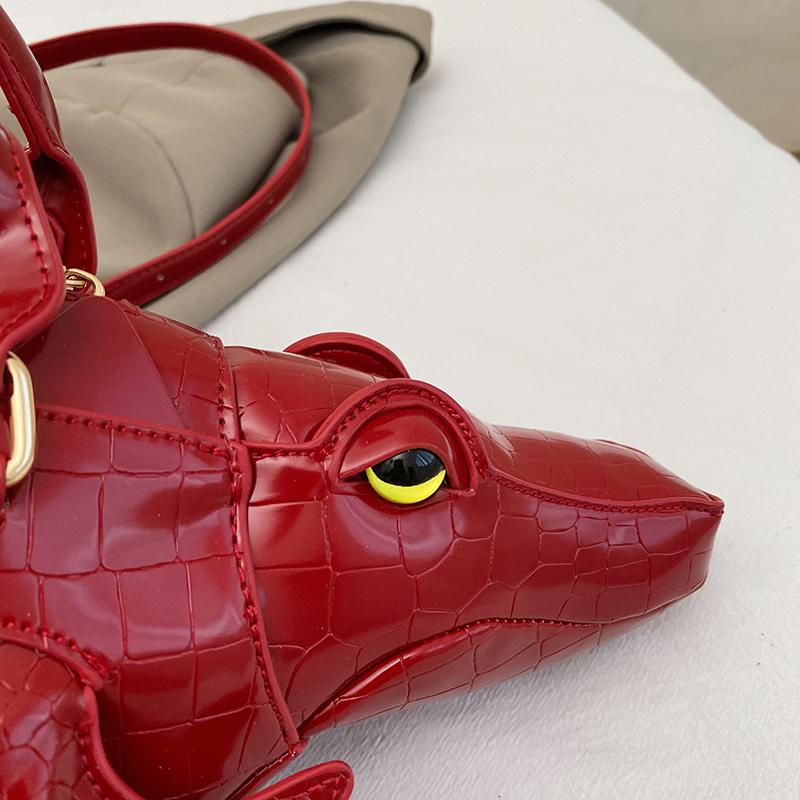 Street Cool Handbag Female PU Crocodile Shape 3D Creative Special-shaped Bag Can Be Crossed On One Shoulder
