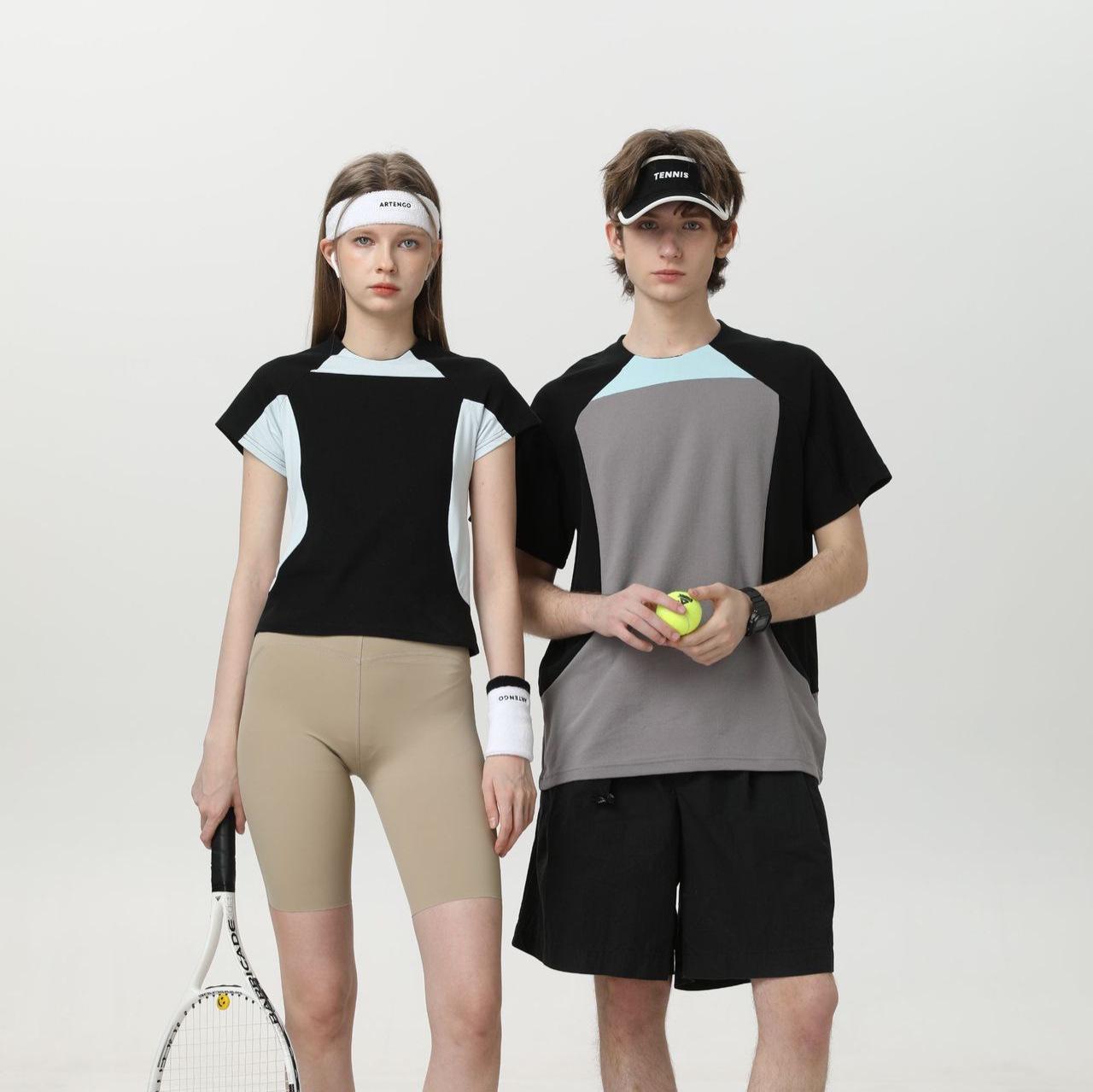 

Women s Colorblock Crew Neck Short Sleeve Slim Fit Summer T-shirt S чорний