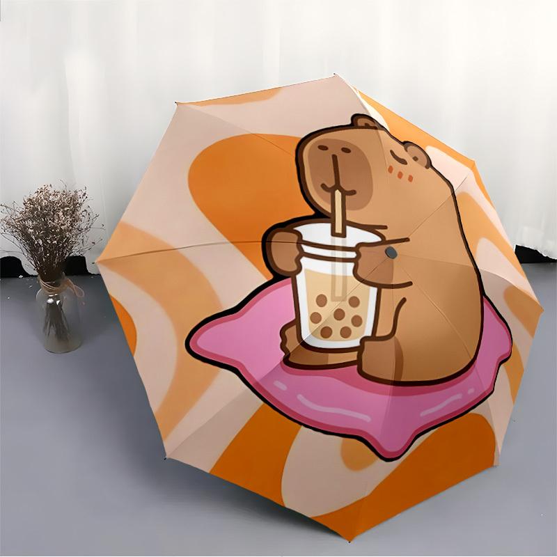 1pc Capybara Pattern Automatic Umbrella 8-Bone Design Compact Gear for Outdoor Travel, Perfect Holiday Gift Y250827057