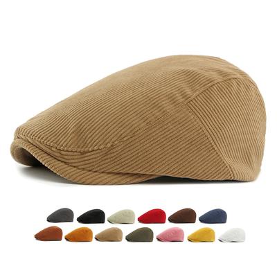 Autumn Winter Hat Men Women Corduroy Beret British Vintage Forward Cap
