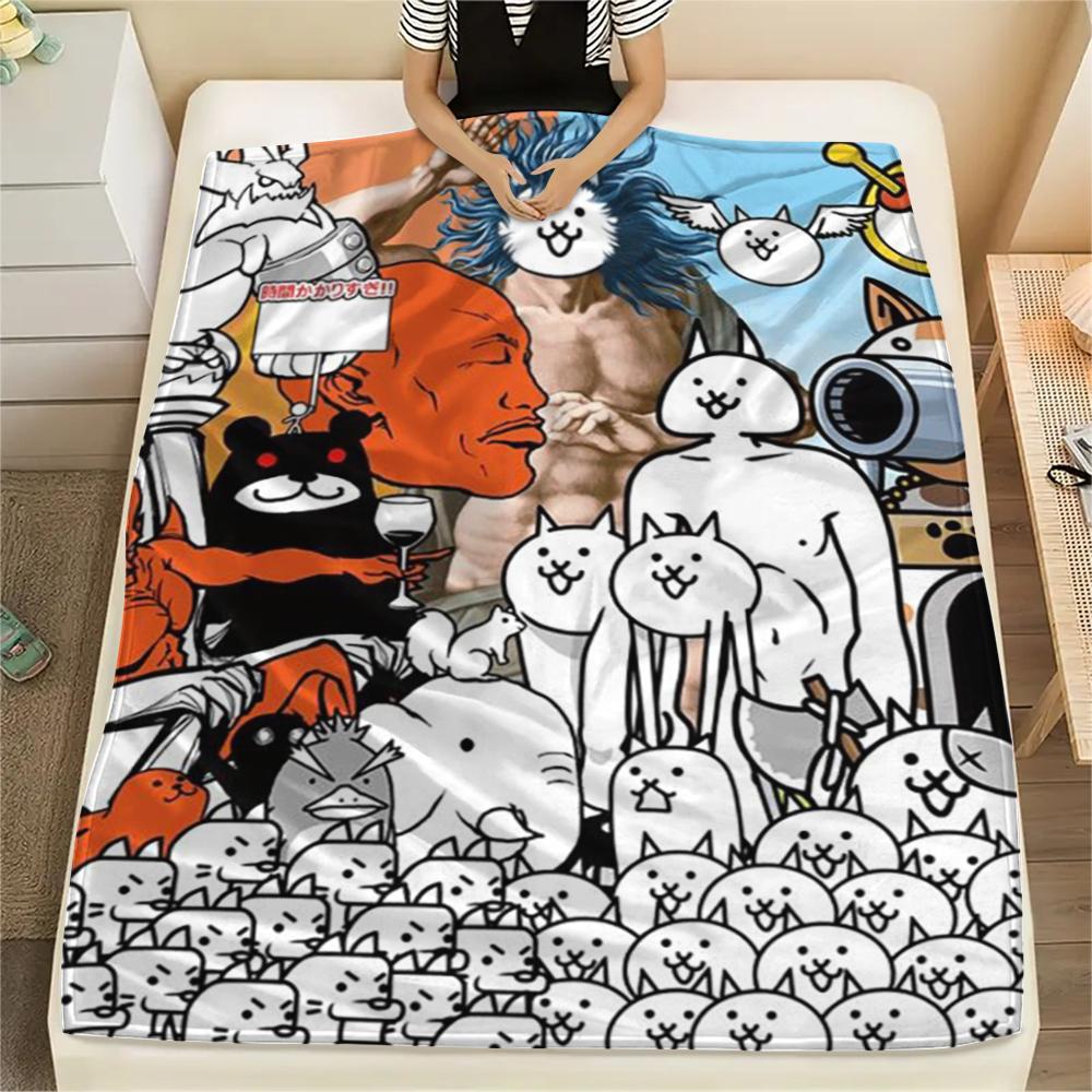 1PC THE BATTLE CATS Print Flannel Blanket, High quality Comfortable for All Seasons, Home Decor, Warmth and Comfort, Perfect for Christmas Gifts207
