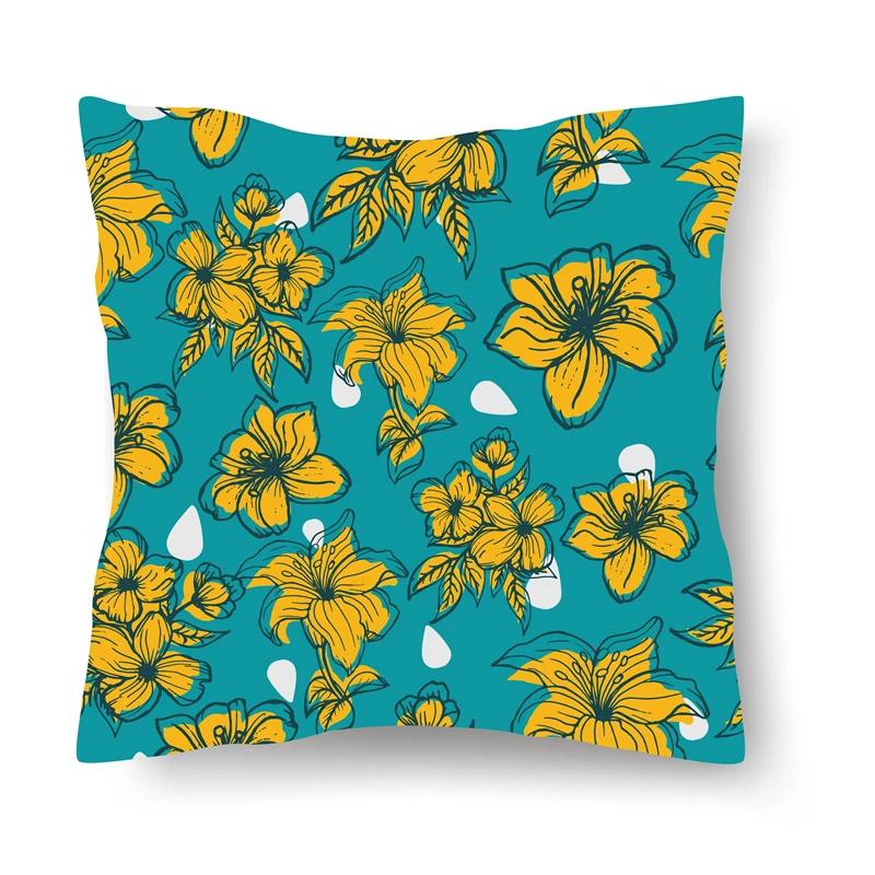 Nordic Floral Print Pillowcase 45x45CM Sofa Office Seat Car Cushion Cover Creative Ornament Bedroom Room Home Decoration