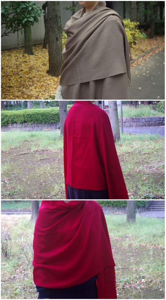 All Over the Large Solid Color with a Cashmere [.a World] Stole/Scarf, 100% Wool, Shawl, Soft, Touch, Women's Blanket, Off-White (Natural)