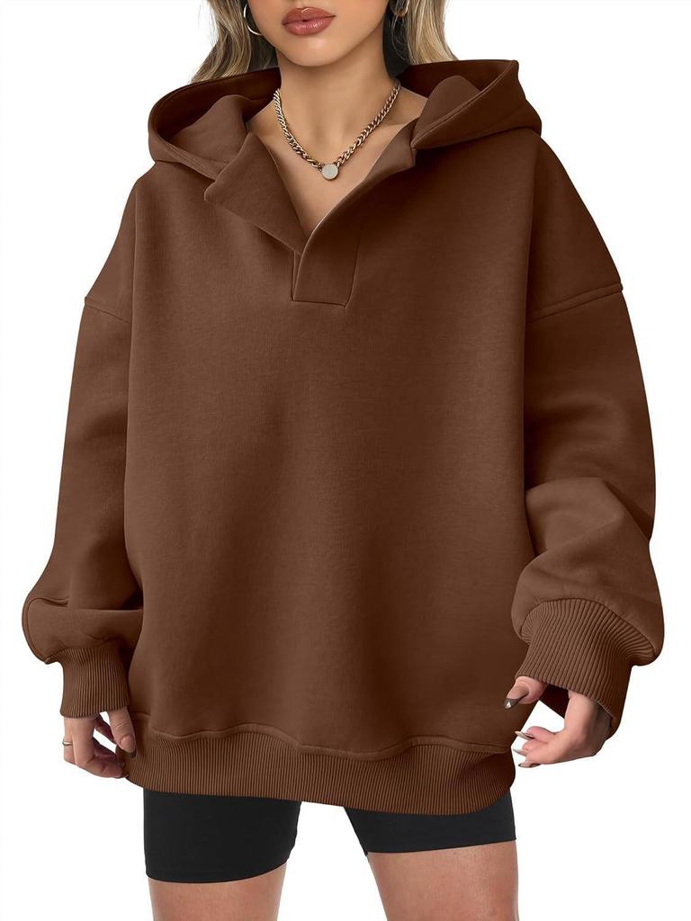 2024 Women's Solid Color Loose Hooded Sweatshirt - Autumn/Winter Long Sleeve Sportswear for Europe & America