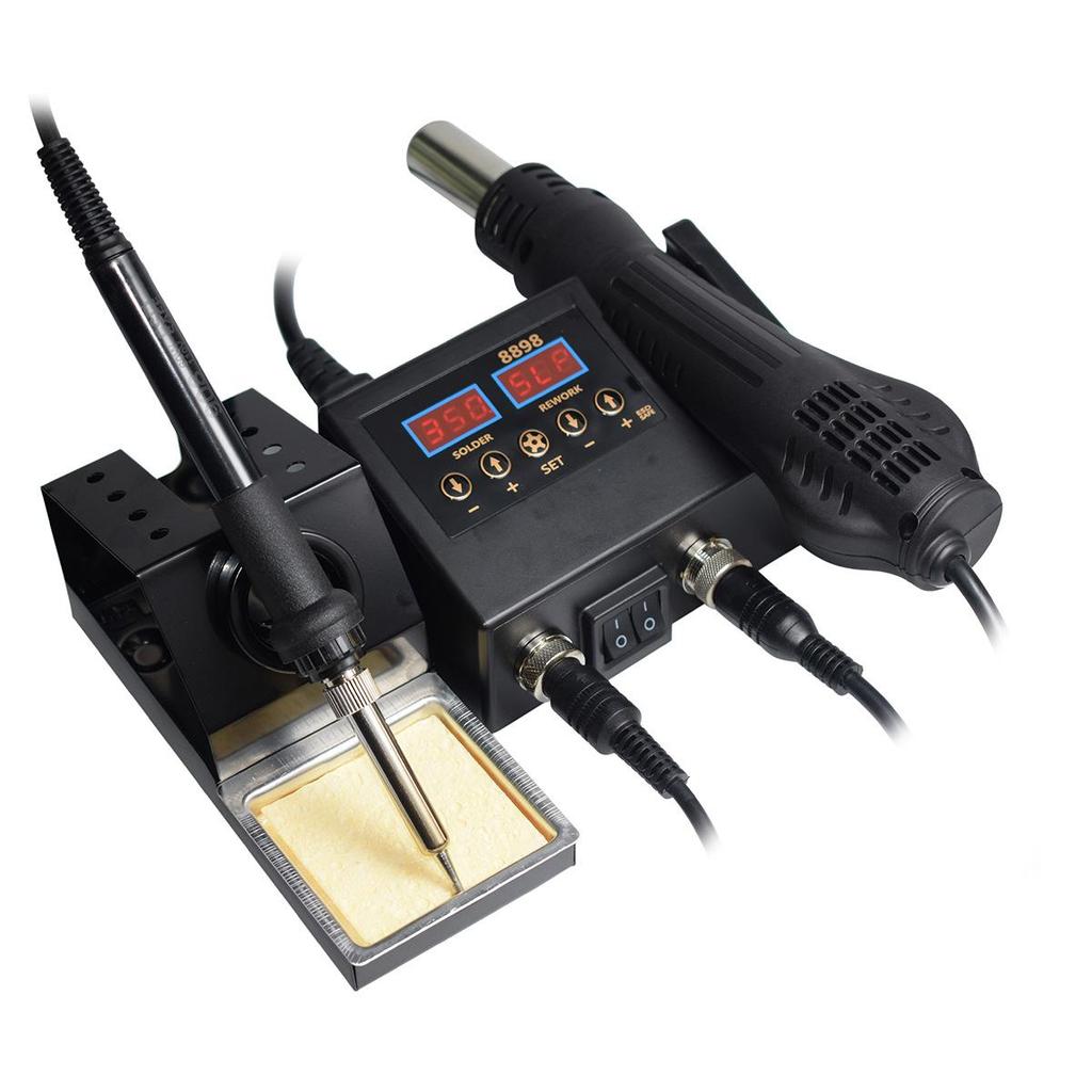 Soldering Station Digital Temperature Adjustable 2 In 1 SMD Solder Iron Hot Air Heat Gun Welding Rework For PCB IC Repair Tools