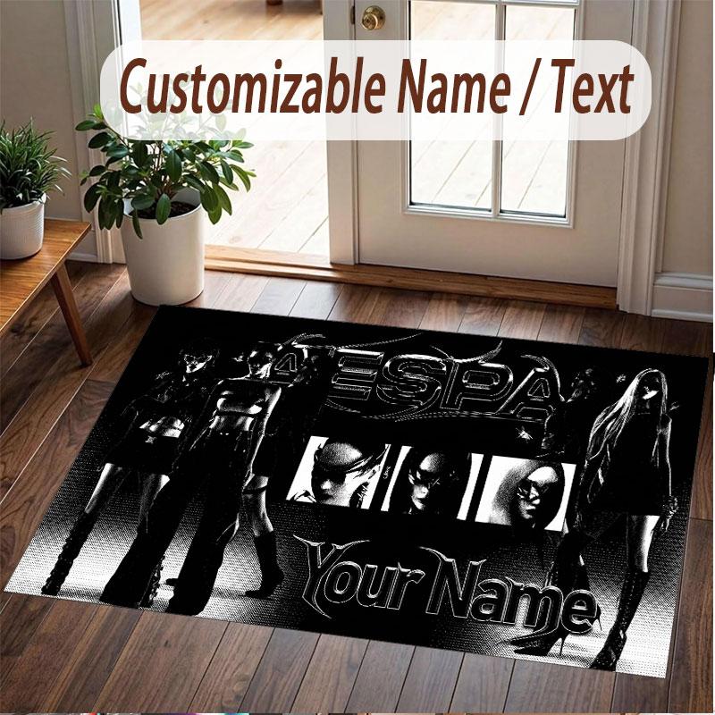 Custom Name Crystal Velvet Rug,aespa Comfortable Anti Slip Floor Mat For Room Decoration