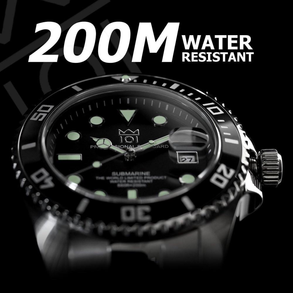 Hyakuichi 101 Quartz Diver S Watch 20 Atm Water reSiStant Black Hyaku1 001