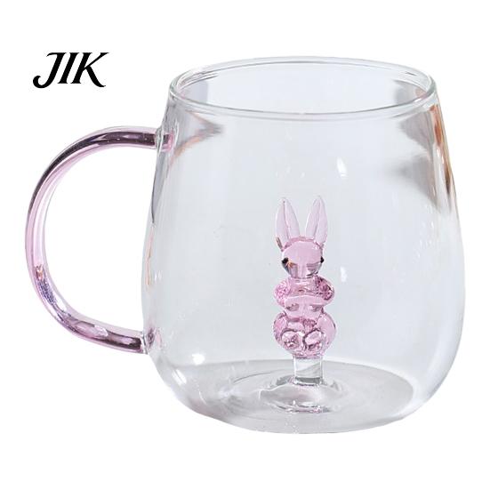 Coffee Milk Drink Cup Handmade Glass Animal Plant Shape Transparent Water Cute with Colorful Handle Creative Tea Mug