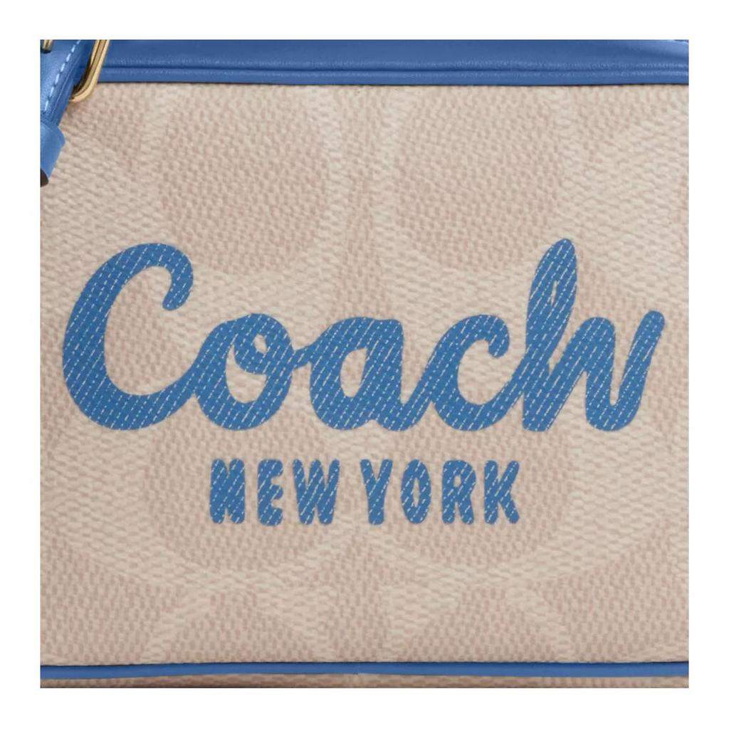 Coach Jamie 19 Logo Print Canvas Camera Bag Women Shoulder Bag White Blue CAB09-IMXIG