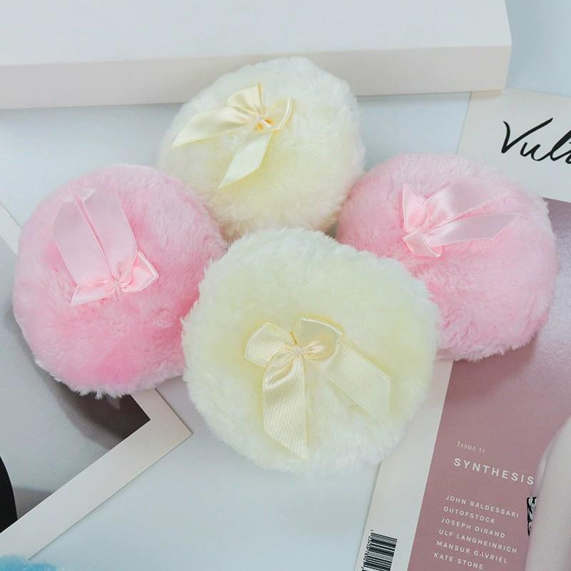 Plush Makeup Puffs Professional Bowknot Round Cosmetic Soft Fluffy Loose Powder Puff Cute Bow Sponge Foundation Makeup Beauty