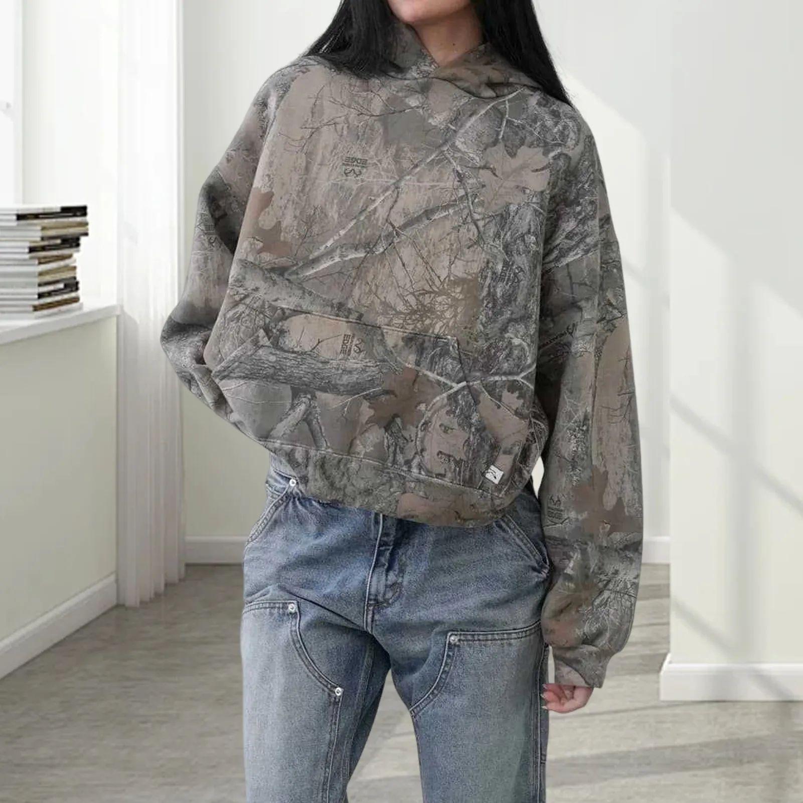 

Women s Autumn Camouflage 3D Print Hoodie with Maple Leaf Design Extra Small