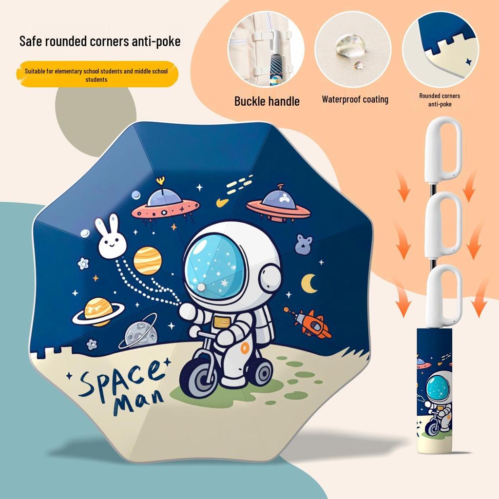 Children's Safe Automatic Umbrella - Anti-Stab, Rounded Corners for School Boys & Girls