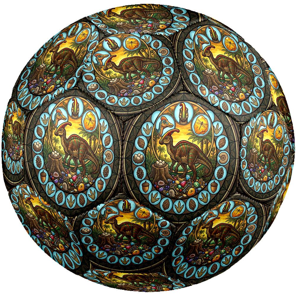 Dinosaur Fossil Glass Round Football Size 5 Adult Ball Suitable for Training Matches and Outdoor Team.