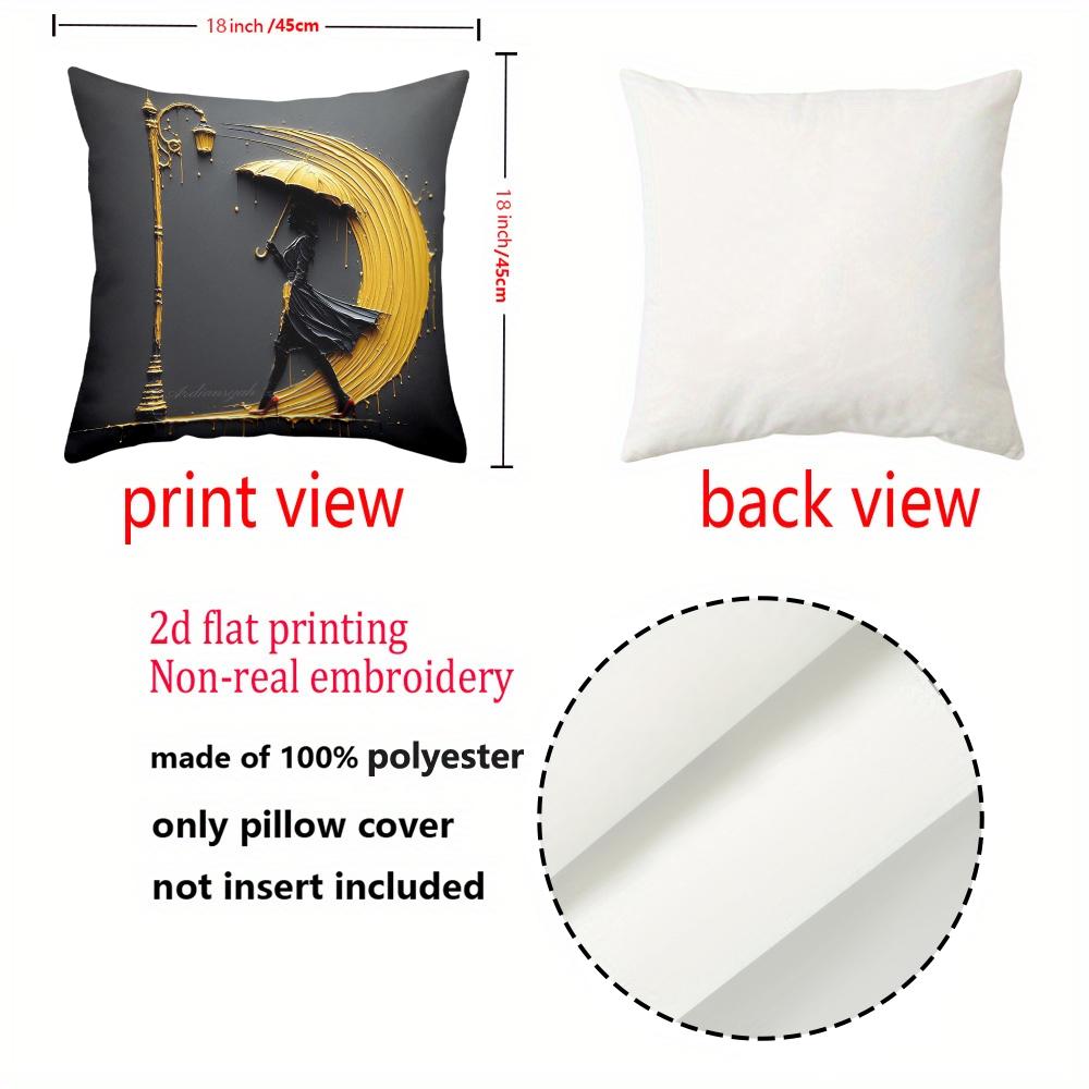 Stylish Women with Umbrellas on Black Pillows 2D Printed Polyester pillowcase, sofa decorative cushion cov Headboard Pillow
