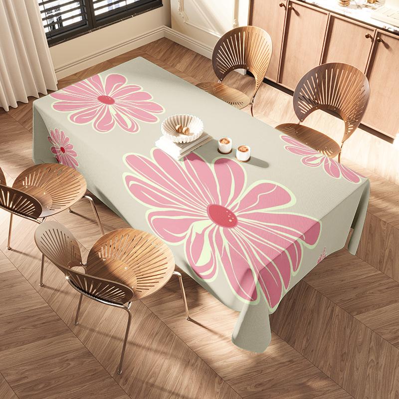 Floral Printed Tablecloth Extra Large Size Decorative Kitchen Table Cover for Dining Room Set 54 X 108, Pink Green Floral Design