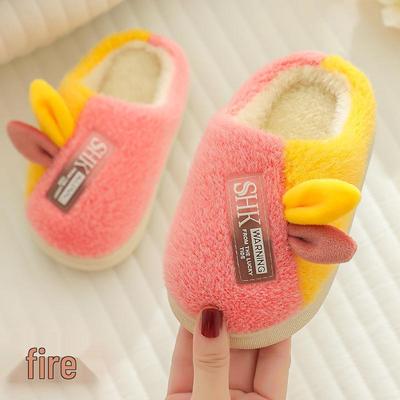 Children's Cute Cartoon Cotton Slippers with Fleece Lining, Soft Sole, Thickened for Home, Boys & Girls, Small To Medium Size.