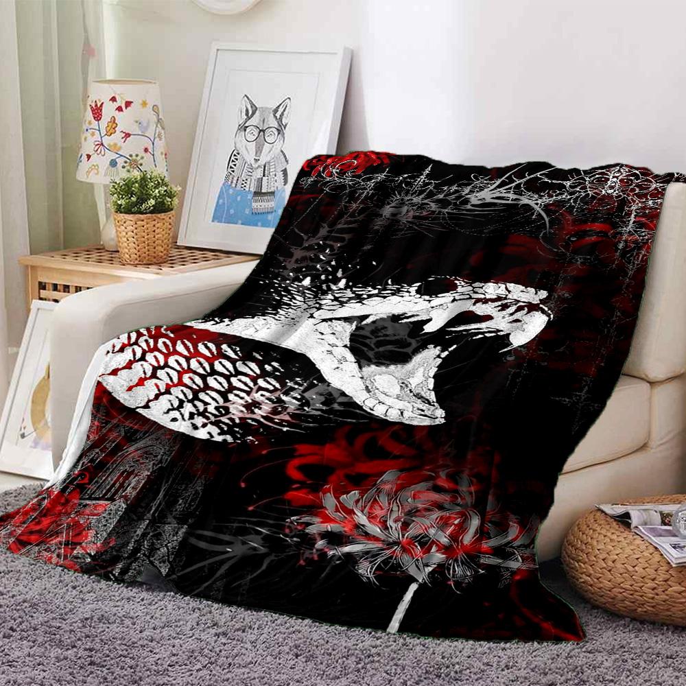 Gotische Schedel Print Flanellen Deken Hoge Kwaliteit Warm Comfortabel Deksel voor Alle Seizoenen Perfect voor Cadeaus Huisdecoratie