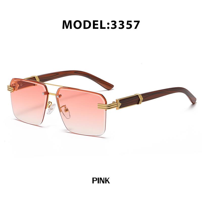 Мужские безободковые солнцезащитные очки 2026: Защита от солнца, дужки под дерево, большие модные очки