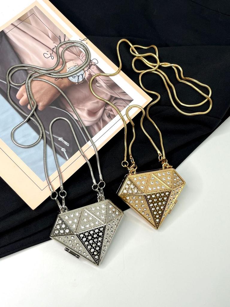 Modische Mini-Metall-Kupplung in Diamantform für den Abend und Damenabende