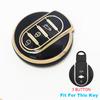 Gold Edge TPU Keylsss For Mini Cooper S One Countryman Clubman F54 F55 F56 F57 F60 Car Key Shell Fob Cover Case Chain Ring