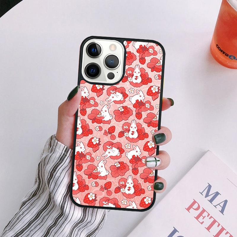 Cute Strawberry Phone Case For iPhone 17 Air 14 13 12 16Pro Max 15 Plus Max Cover Shell Coque