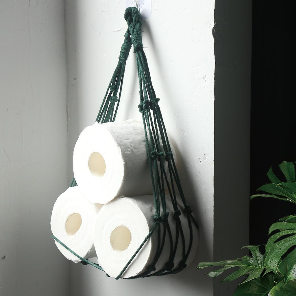 Natural Toilet Paper Holder, Roll Storage Paper Towel Holders, Book Organizer Bathroom Accessories, Kitchen Basket Towel Rack