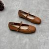 Mary Jane Leather Single Shoes Round Toe Flat Soft Cowhide Women's Shoes