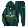 Cross-border European and American autumn trendy brand printed hoodie for men and women, couple casual sports set, two-piece sweatpants set