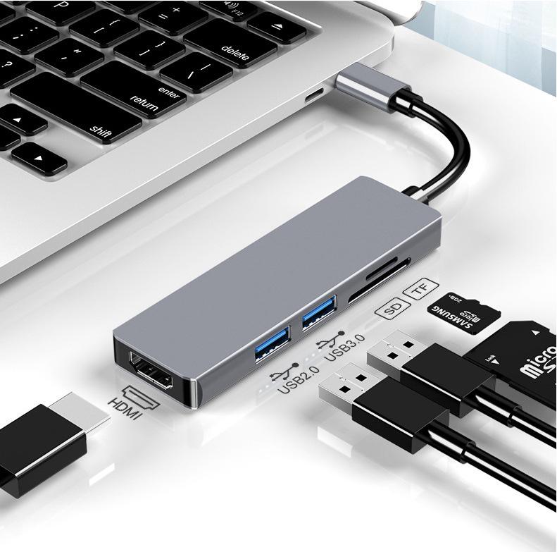 Type-C Multi-Port Adapter: USB Splitter, HDMI, Network, Converter, 5-in-1 Dock