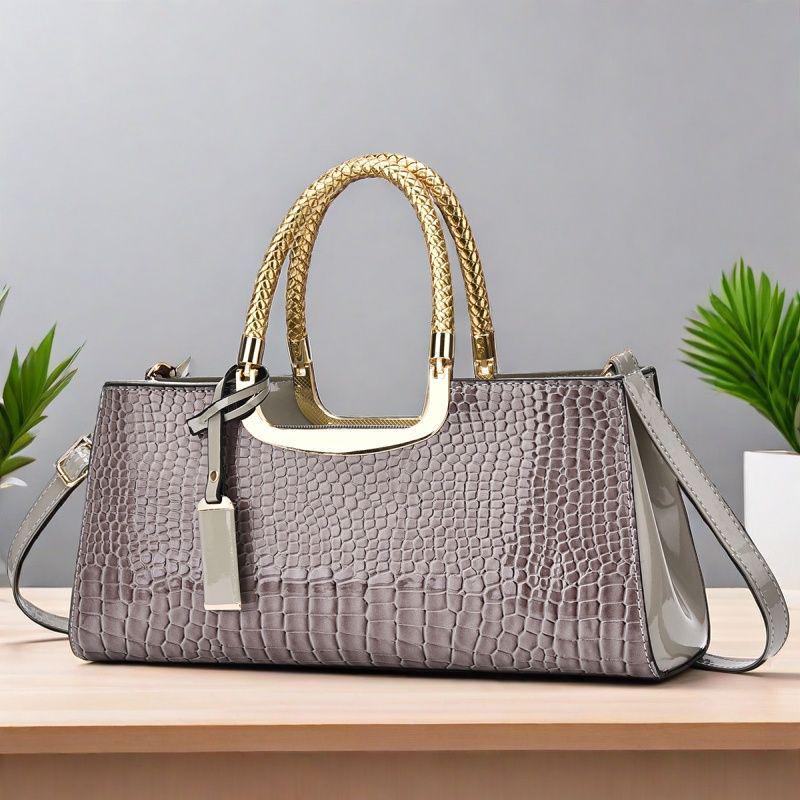 Red Patent Leather Crocodile Pattern Women's Wedding Crossbody Handbag
