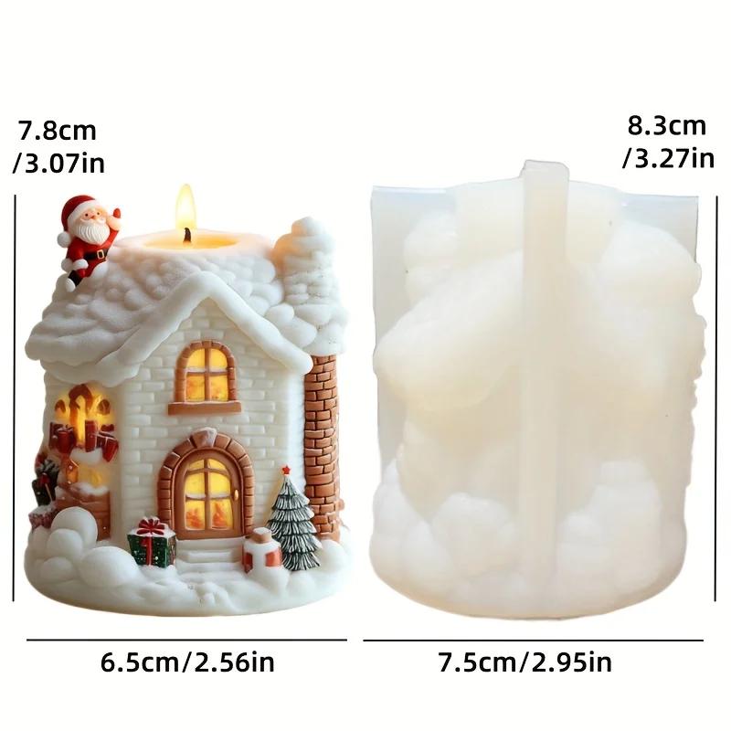 Santa Claus Carrying Gift Relief Cylindrical Candle Silicone Mold Smile Santa Claus Snowflake Gift Bag Molds Christmas Gift